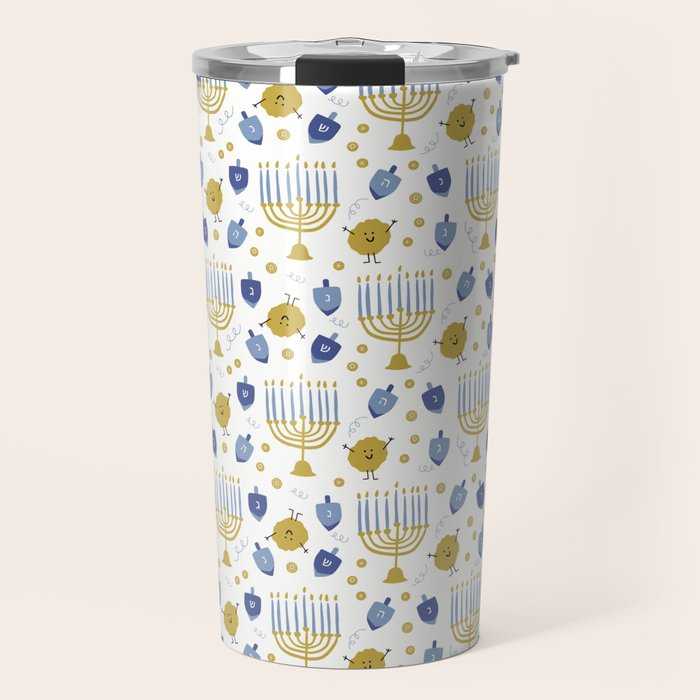 Hanukkah Latke and Menorah Travel Mug Gallery Image 1