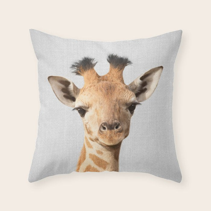 Baby Giraffe - Colorful Throw Pillow Gallery Image 6