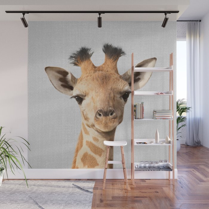Baby Giraffe - Colorful Wall Mural Gallery Image 1