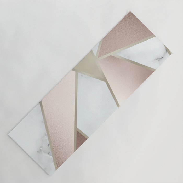 Geometric Art, Rose Gold, Blush Pink, Marble Prints Yoga Mat Gallery Image 1