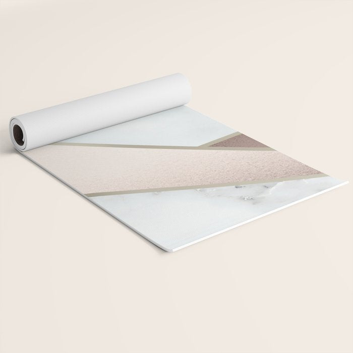 Geometric Art, Rose Gold, Blush Pink, Marble Prints Yoga Mat Gallery Image 2