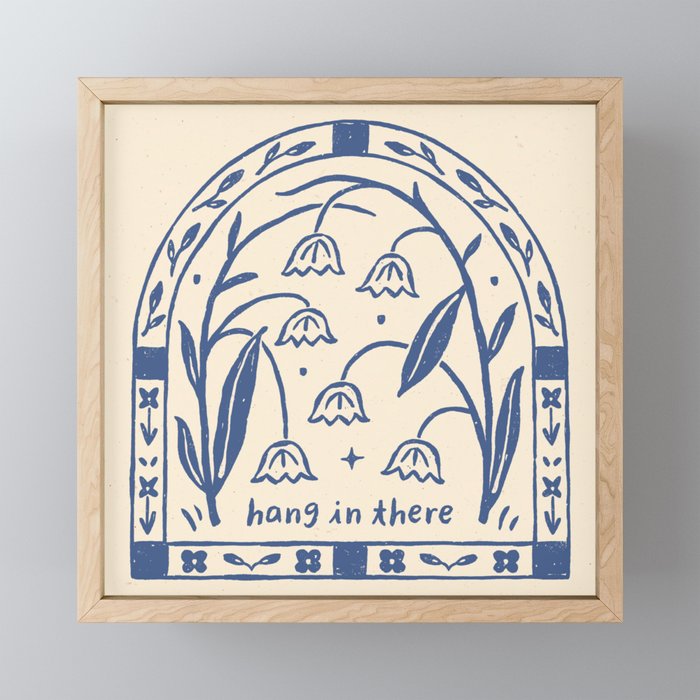 Hang in There - Block Print Bluebells Mini Art Print Gallery Image 1