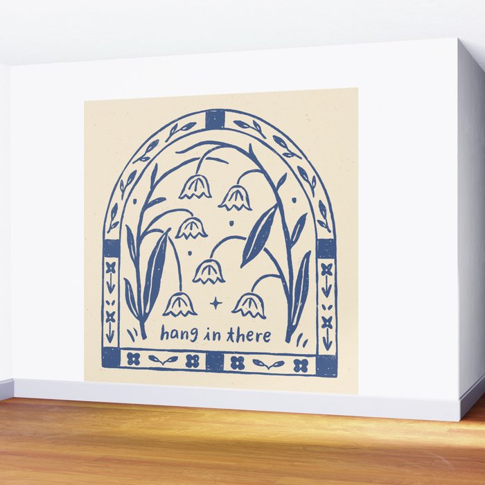 Hang in There - Block Print Bluebells Wall Mural Gallery Image 2