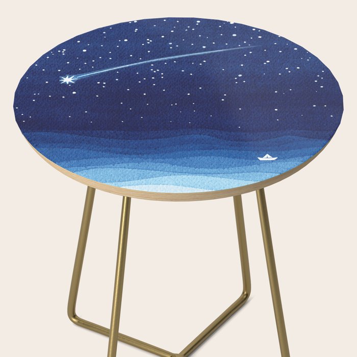 Falling star, shooting star, sailboat ocean waves blue sea Side Table Gallery Image 2