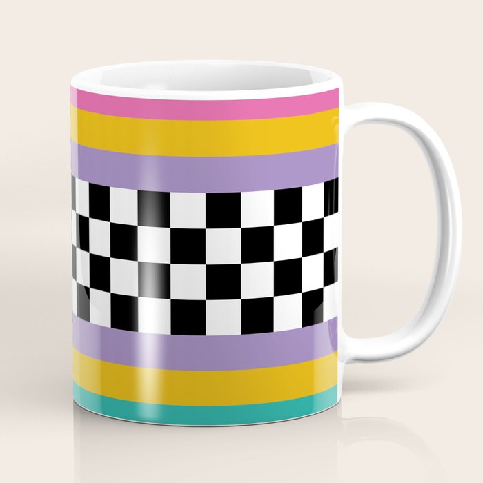 Checkered pattern grid / Vintage 80s / Retro 90s Coffee Mug Gallery Image 1