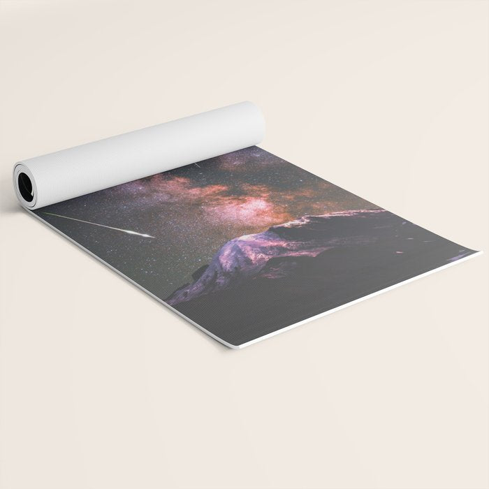 Mount Rainier Under Shooting Stars Yoga Mat Gallery Image 2