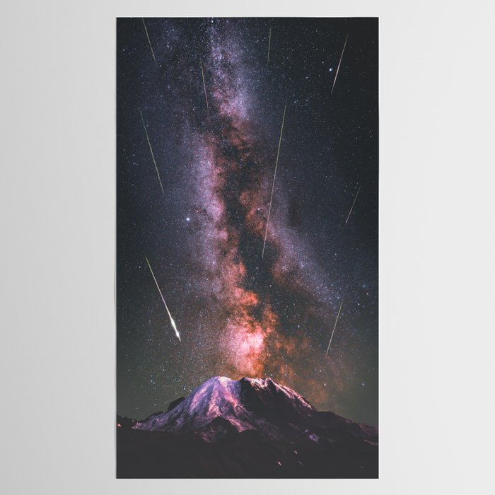 Mount Rainier Under Shooting Stars Tablecloth Gallery Image 2