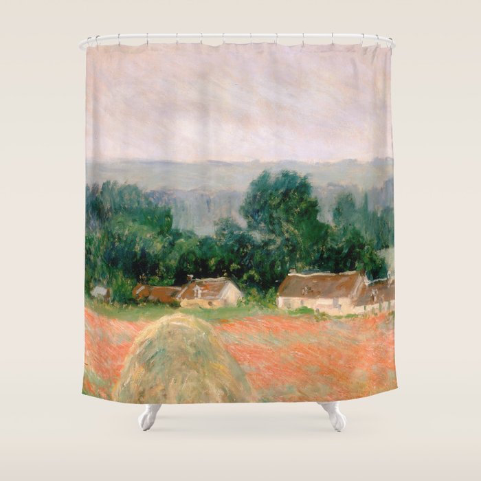 Haystack at Giverny by Claude Monet Shower Curtain Gallery Image 1