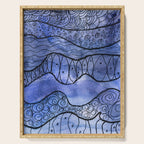 Ocean Waves Watercolor Line Art Serving Tray Gallery Image 1