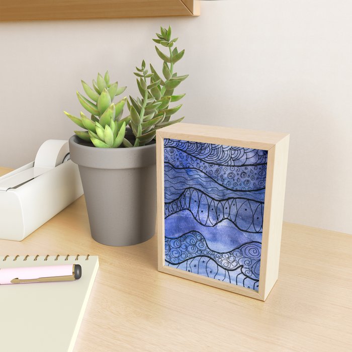 Ocean Waves Watercolor Line Art Mini Art Print Gallery Image 2