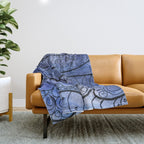 Ocean Waves Watercolor Line Art Throw Blanket Gallery Image 1