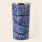 Ocean Waves Watercolor Line Art Travel Mug Gallery Image 1