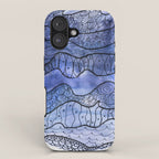Ocean Waves Watercolor Line Art iPhone Case Gallery Image 1