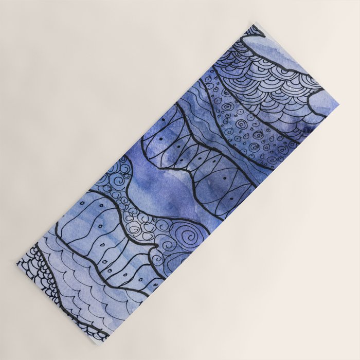 Ocean Waves Watercolor Line Art Yoga Mat Gallery Image 1