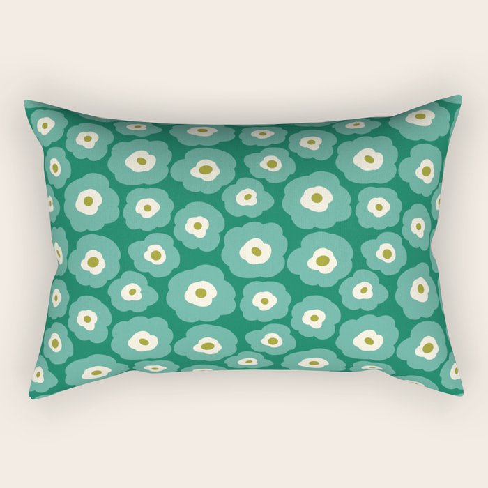 Green Flower Rectangular Pillow Gallery Image 2