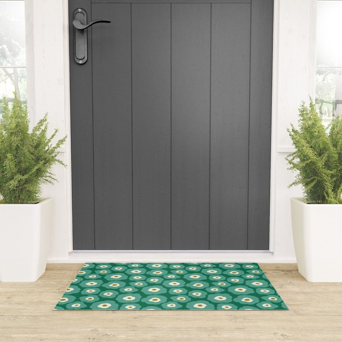 Green Flower Welcome Mat Gallery Image 3