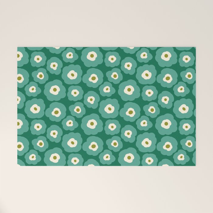 Green Flower Welcome Mat Gallery Image 1