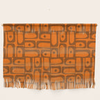 Mid Century Modern Piquet Abstract Multi Pattern in 70s Chocolate Brown and Orange Wall Hanging Gallery Image 1