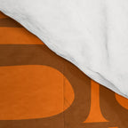 Mid Century Modern Piquet Abstract Multi Pattern in 70s Chocolate Brown and Orange Comforter Gallery Image 4