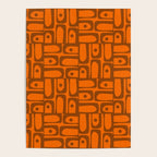 Mid Century Modern Piquet Abstract Multi Pattern in 70s Chocolate Brown and Orange Poster Gallery Image 4