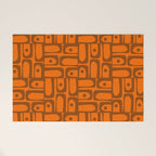 Mid Century Modern Piquet Abstract Multi Pattern in 70s Chocolate Brown and Orange Welcome Mat Gallery Image 1