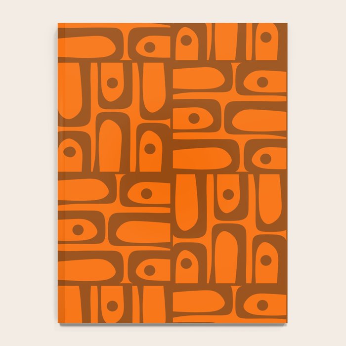 Mid Century Modern Piquet Abstract Multi Pattern in 70s Chocolate Brown and Orange Notebook Gallery Image 4