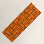 Mid Century Modern Piquet Abstract Multi Pattern in 70s Chocolate Brown and Orange Yoga Mat Gallery Image 1