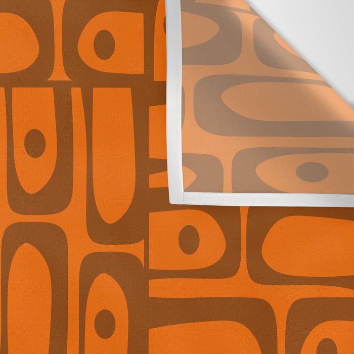 Mid Century Modern Piquet Abstract Multi Pattern in 70s Chocolate Brown and Orange Wall Tapestry Gallery Image 3