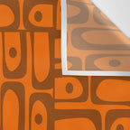 Mid Century Modern Piquet Abstract Multi Pattern in 70s Chocolate Brown and Orange Wall Tapestry Gallery Image 3