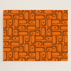 Mid Century Modern Piquet Abstract Multi Pattern in 70s Chocolate Brown and Orange Jigsaw Puzzle Gallery Image 1