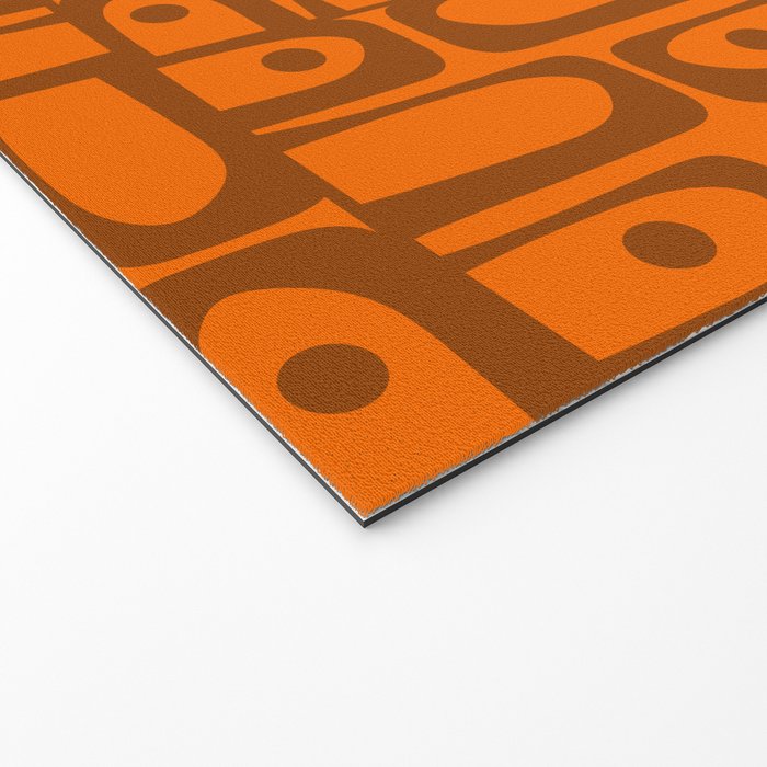 Mid Century Modern Piquet Abstract Multi Pattern in 70s Chocolate Brown and Orange Welcome Mat Gallery Image 2