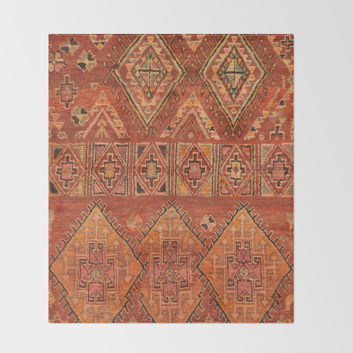 Traditional Vintage Heritage Moroccan Carpet  Throw Blanket Gallery Image 2