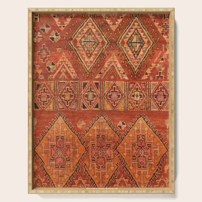 Traditional Vintage Heritage Moroccan Carpet  Serving Tray Gallery Image 1