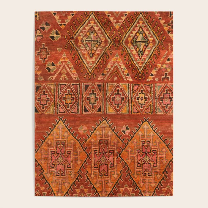 Traditional Vintage Heritage Moroccan Carpet  Poster Gallery Image 4