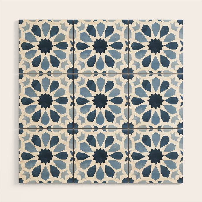 Watercolor Zellige Harmony Wood Wall Art Gallery Image 1