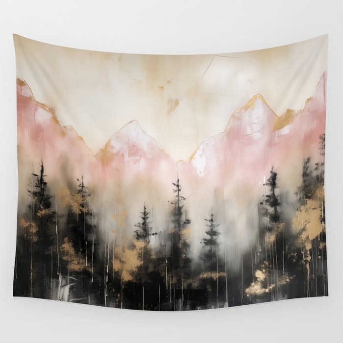 Rocky Mountain High Pastel Oil Painting Wall Tapestry Gallery Image 1