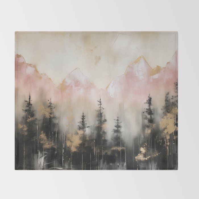 Rocky Mountain High Pastel Oil Painting Throw Blanket Gallery Image 2