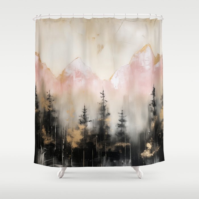 Rocky Mountain High Pastel Oil Painting Shower Curtain Gallery Image 1