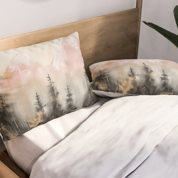 Rocky Mountain High Pastel Oil Painting Pillow Sham Gallery Image 2