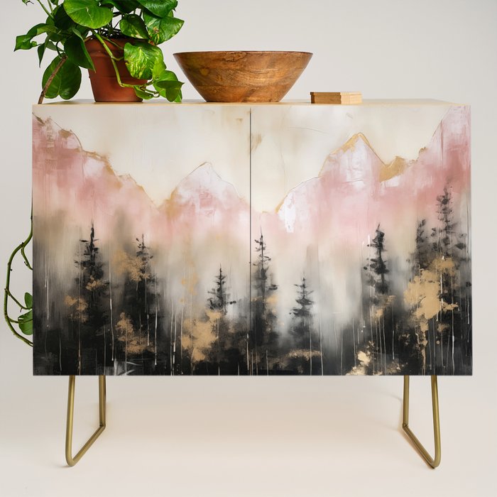 Rocky Mountain High Pastel Oil Painting Credenza Gallery Image 1