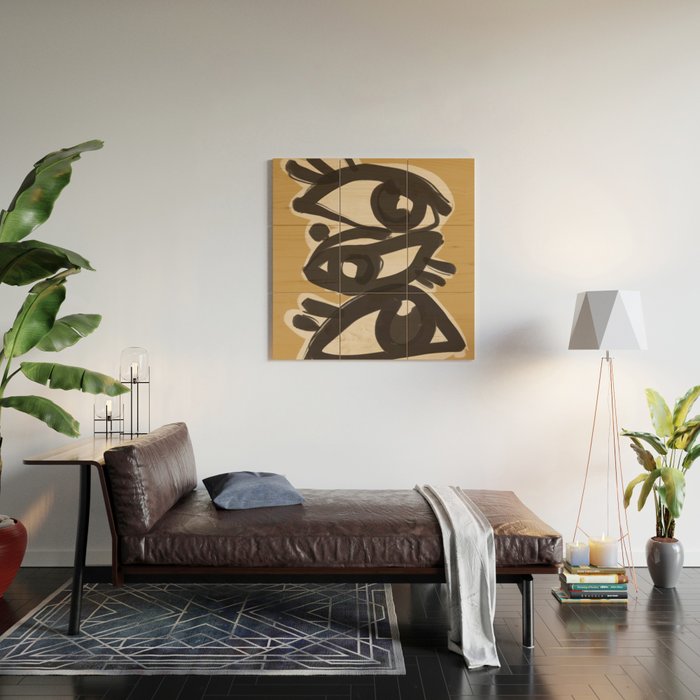 Abstract line art eyes 10 Wood Wall Art Gallery Image 2