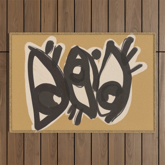 Abstract line art eyes 10 Outdoor Rug Gallery Image 1
