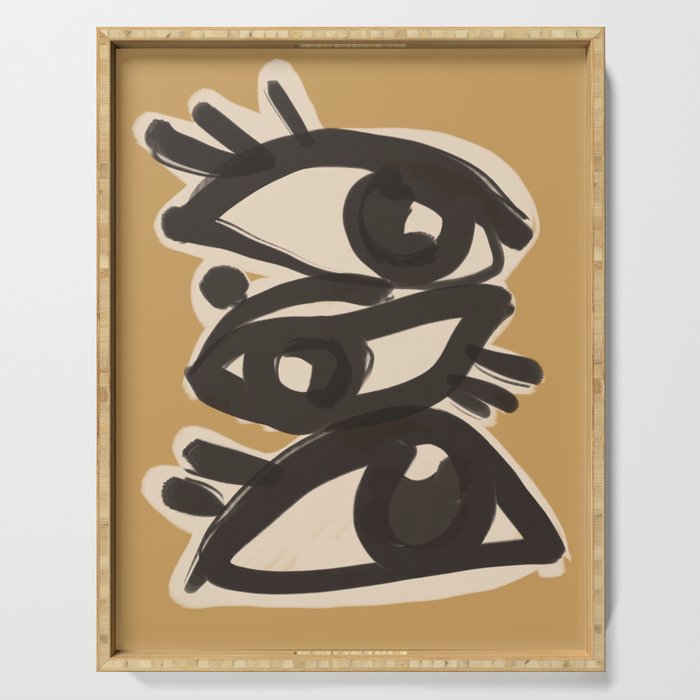 Abstract line art eyes 10 Serving Tray Gallery Image 1