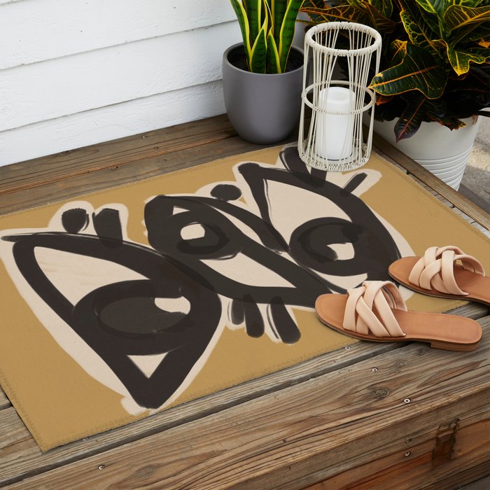 Abstract line art eyes 10 Outdoor Rug Gallery Image 2