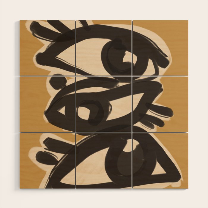 Abstract line art eyes 10 Wood Wall Art Gallery Image 1