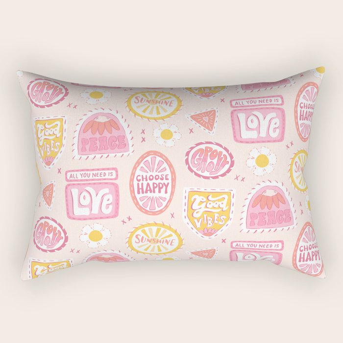 Groovy 70's Quote Patches Rectangular Pillow Gallery Image 2