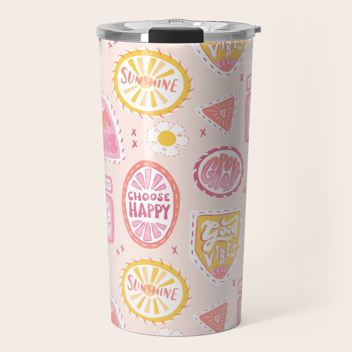 Groovy 70's Quote Patches Travel Mug Gallery Image 1