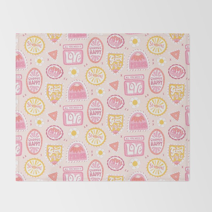 Groovy 70's Quote Patches Throw Blanket Gallery Image 2