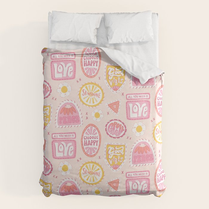 Groovy 70's Quote Patches Duvet Cover Gallery Image 1
