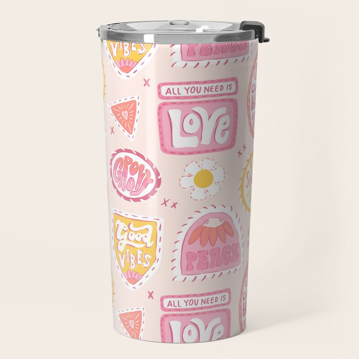 Groovy 70's Quote Patches Travel Mug Gallery Image 2